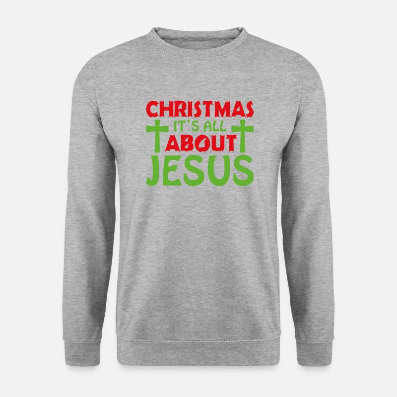 9 Christmas its all about jesus - Unisex Pullover - Weißgrau meliert