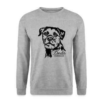 BORDER TERRIER Hundeportrait Hund Hunde Wilsigns - Unisex Pullover - Weißgrau meliert - Vorne - Alina (178cm) & Michal (187cm)