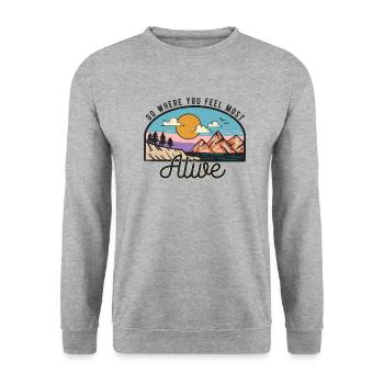 Feel Alive Outdoor Adventure - Unisex Sweatshirt - salt & pepper - Front - Alina (178cm) & Michal (187cm)