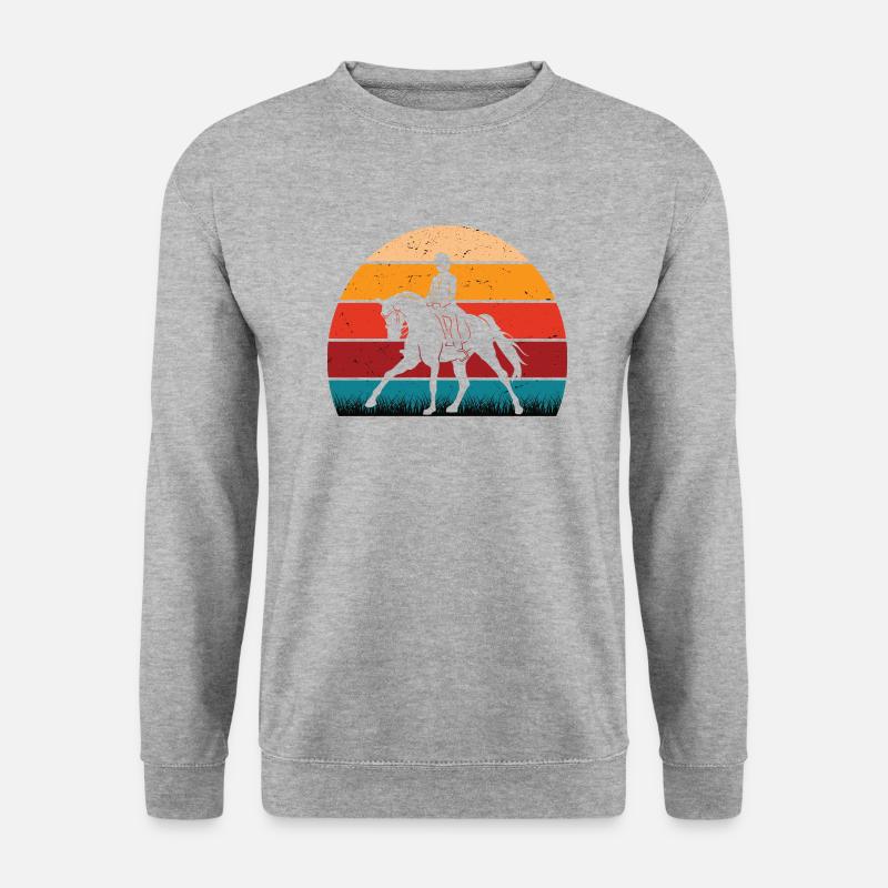 RETRO PFERDEDESIGN I REITEN - Unisex Pullover - Weißgrau meliert