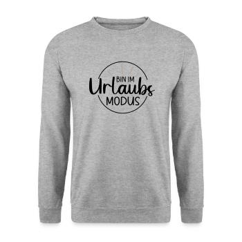 Bin im Urlaubsmodus - Unisex Pullover - Weißgrau meliert - Vorne - Alina (178cm) & Michal (187cm)