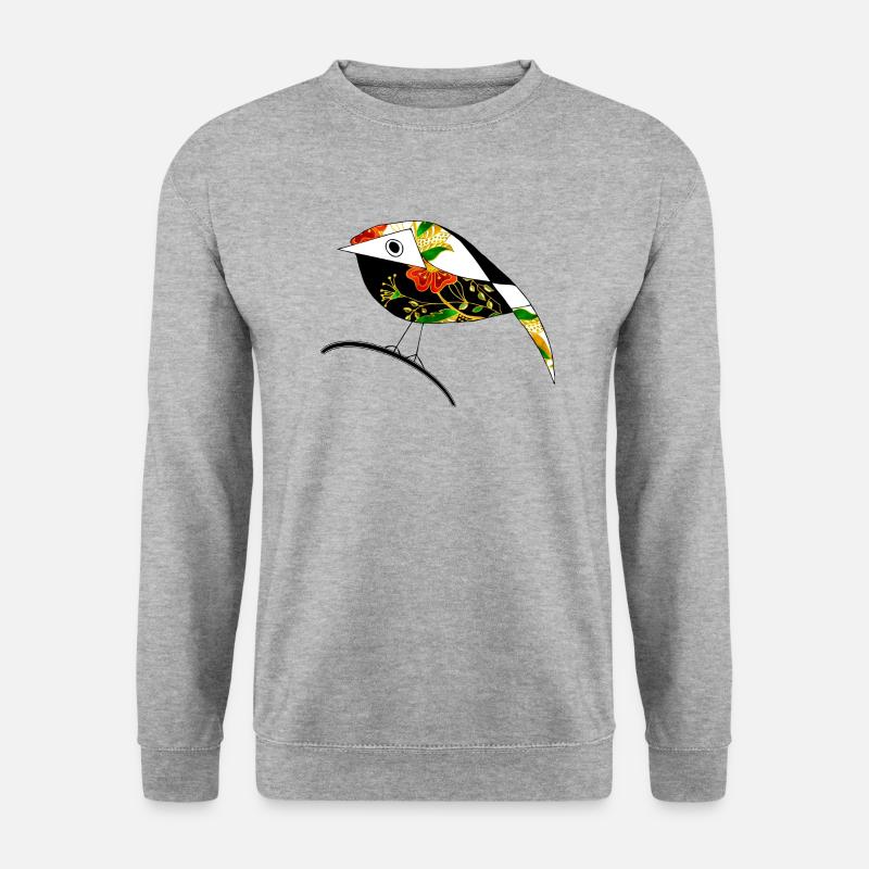 Bunter Vogel - Unisex Pullover - Weißgrau meliert