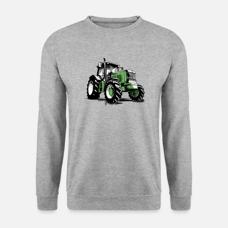 Grüner Traktor - Unisex Pullover - Weißgrau meliert