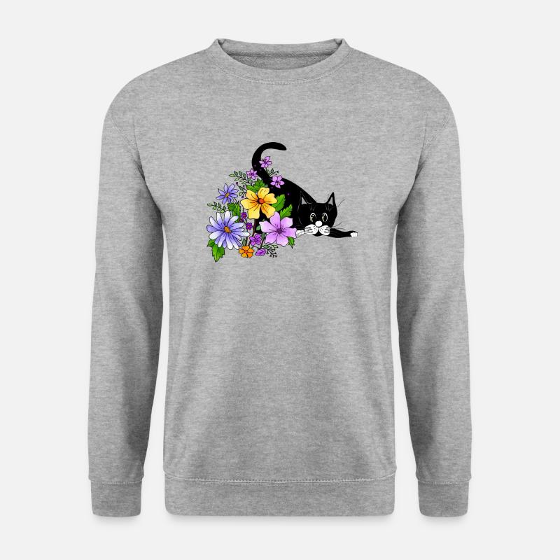 Katze - Unisex Pullover - Weißgrau meliert