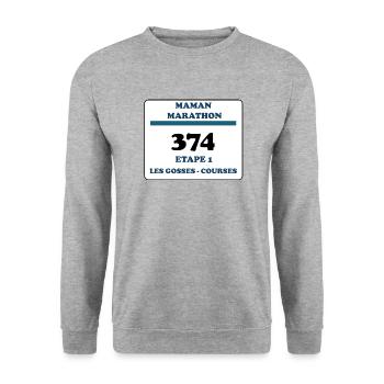 T-shirt logo Maman Marathon - Sweat-shirt Unisexe - gris chiné - Devant - Alina (178cm) & Michal (187cm)