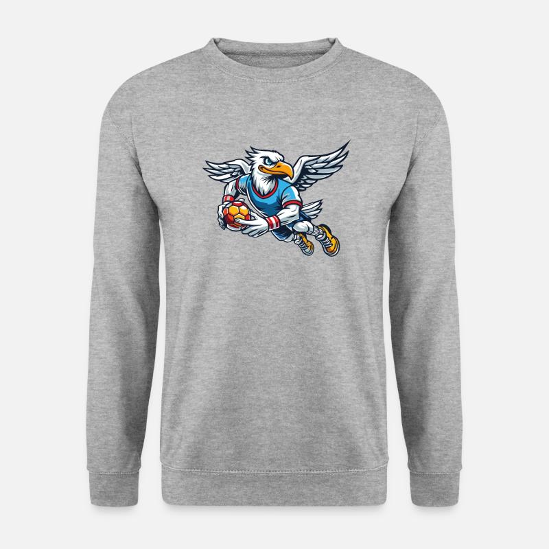 Der Möwe-Beachhandballer - Unisex Pullover - Weißgrau meliert