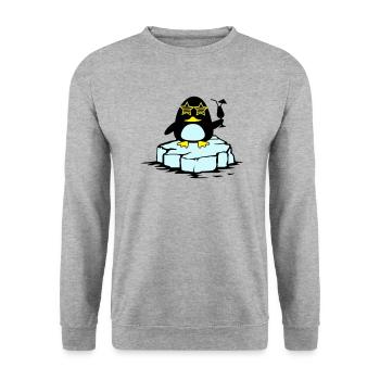 beach pinguin eisscholle - Unisex Pullover - Weißgrau meliert - Vorne - Alina (178cm) & Michal (187cm)
