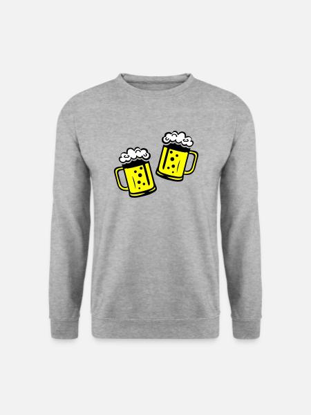 Bier Bierkrug Prost - Unisex Pullover - Weißgrau meliert