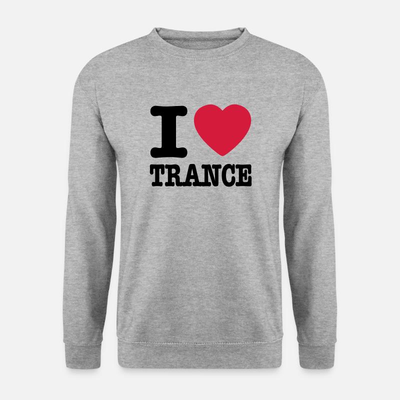 I love trance / I heart trance - Unisex Pullover - Weißgrau meliert
