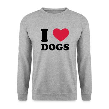 I Love Dogs - Sweat-shirt Unisexe - gris chiné - Devant - Alina (178cm) & Michal (187cm)