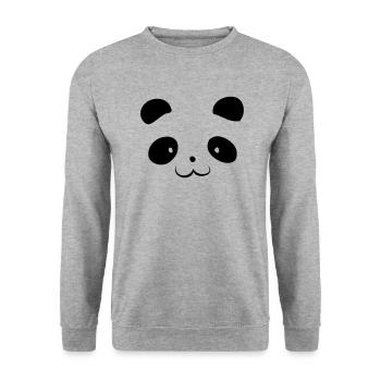 Panda Head - Sweat-shirt Unisexe - gris chiné - Devant - Alina (178cm) & Michal (187cm)