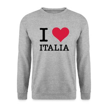 I Love Italia - Unisex Pullover - Weißgrau meliert - Vorne - Alina (178cm) & Michal (187cm)