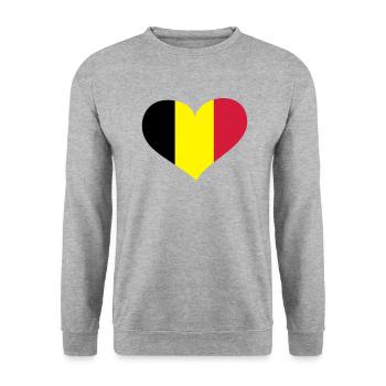 Belgien Herz; Heart Belgium - Unisex Sweatshirt - salt & pepper - Front - Alina (178cm) & Michal (187cm)