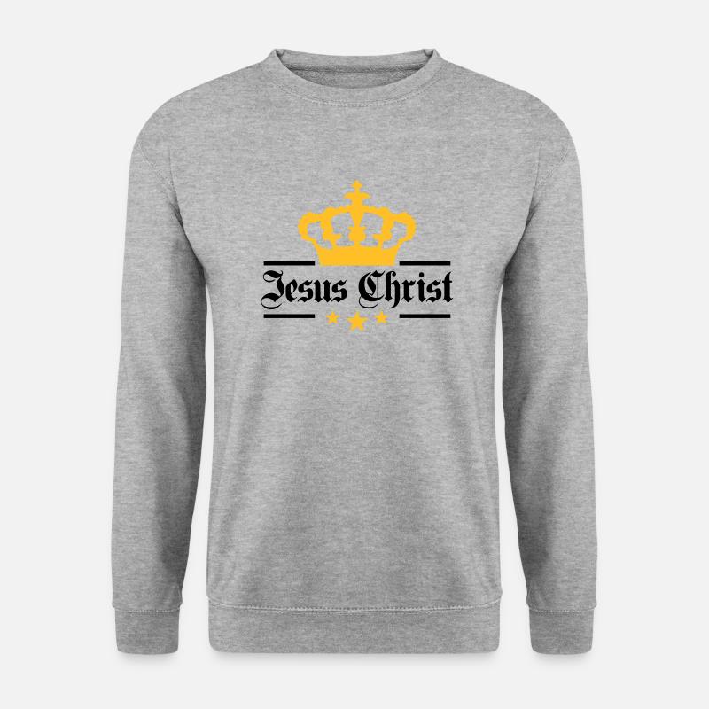 herr king könig krone jesus logo symbol design chr - Unisex Pullover - Weißgrau meliert