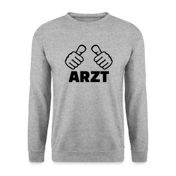 Arzt - Unisex Pullover - Weißgrau meliert - Vorne - Alina (178cm) & Michal (187cm)