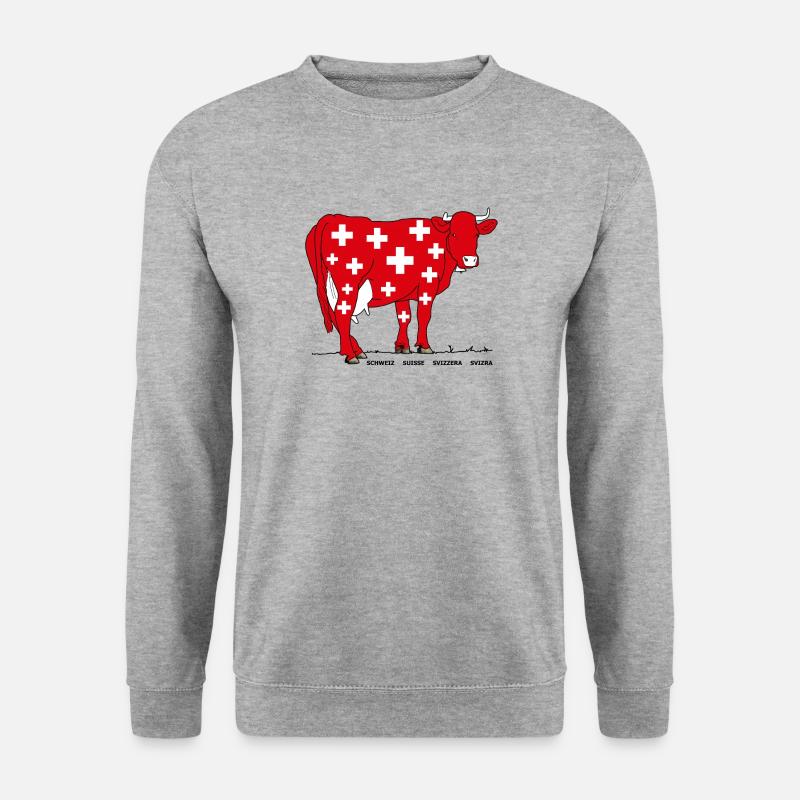 Schweiz, Kuh, Eidgenossenschaft, Kreuz - Unisex Pullover - Weißgrau meliert