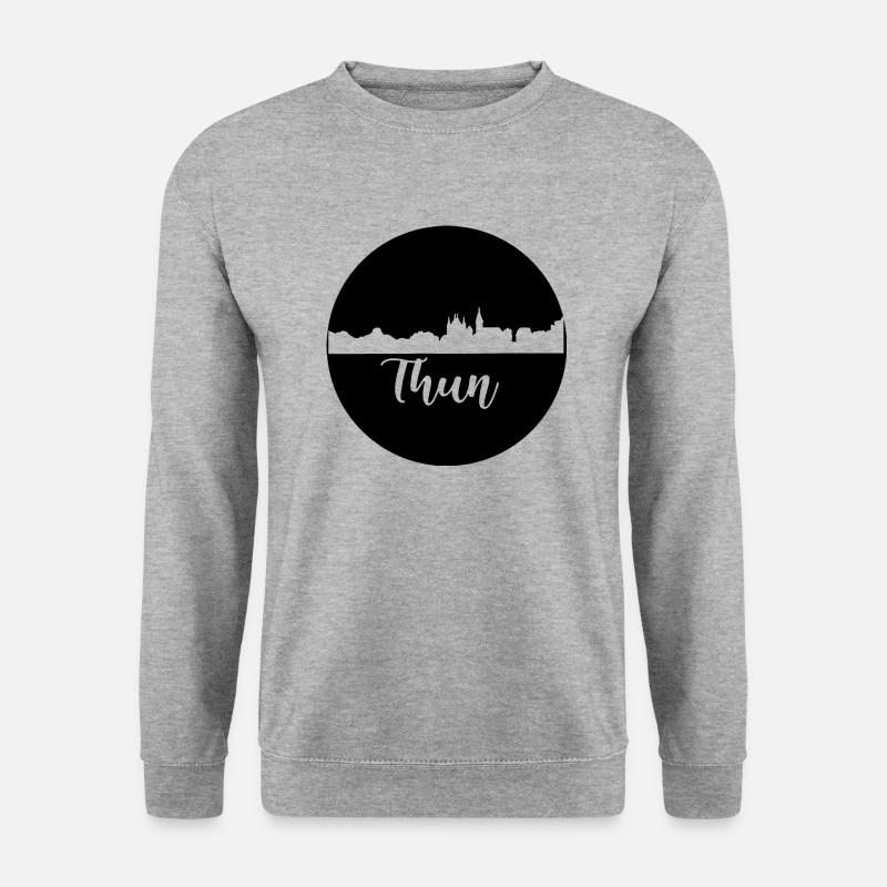 thun,skyline,graffiti, scherenschnitt,schwarz - Unisex Pullover - Weißgrau meliert