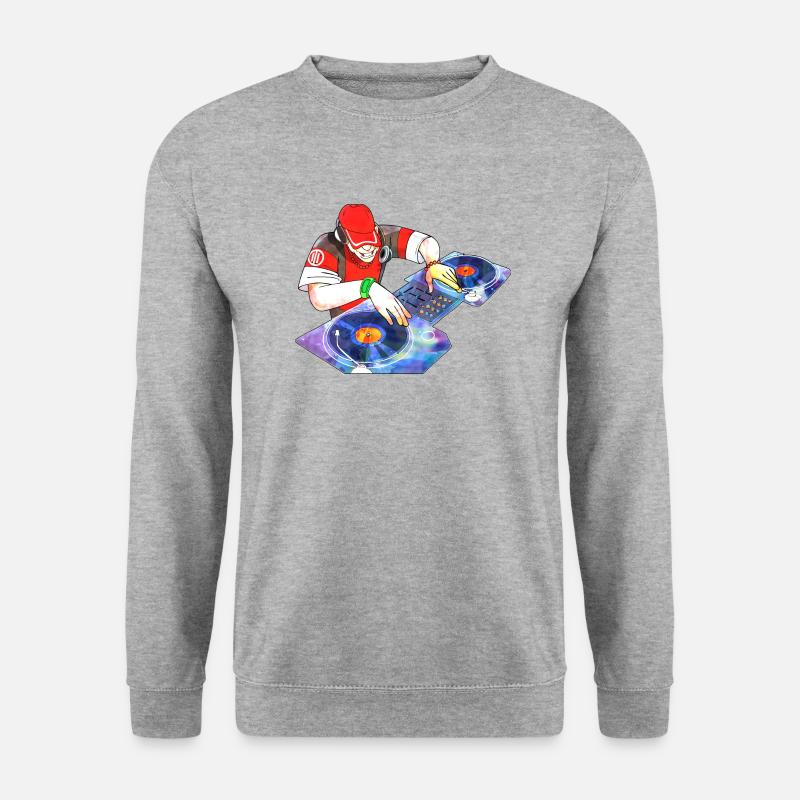 Cartoon-DJ - Unisex Pullover - Weißgrau meliert