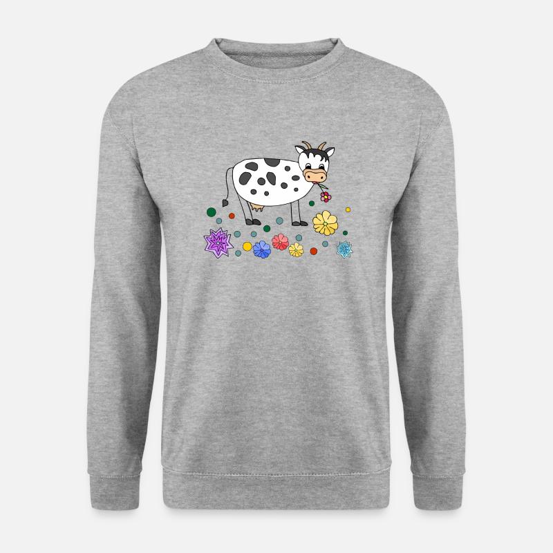 Kuh - Unisex Pullover - Weißgrau meliert