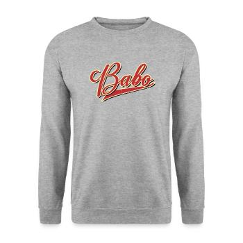 babo baba chef boss king bruder gamer best bester - Unisex Pullover - Weißgrau meliert - Vorne - Alina (178cm) & Michal (187cm)