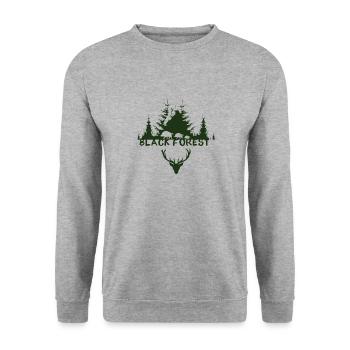 schwarzwald,Jäger,wild,wald,hirsch,Adler,geweih - Unisex Pullover - Weißgrau meliert - Vorne - Alina (178cm) & Michal (187cm)