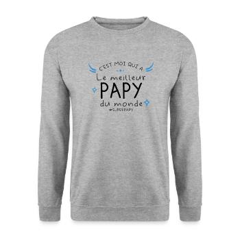 C est moi qui a le meilleur Papy - Sweat-shirt Unisexe - gris chiné - Devant - Alina (178cm) & Michal (187cm)