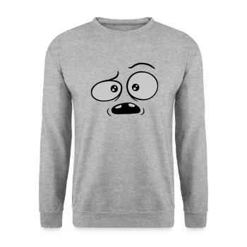Skeptical confused comic face - Unisex Sweatshirt - salt & pepper - Front - Alina (178cm) & Michal (187cm)