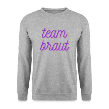 Team Braut - Shirt für Junggesellinnen / Polterer - Unisex Pullover - Weißgrau meliert - Vorne - Alina (178cm) & Michal (187cm)