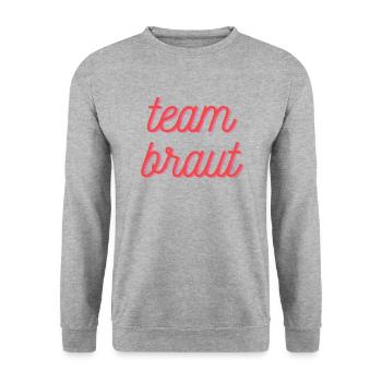 Team Braut - Shirt für Junggesellinnen / Polterer - Unisex Pullover - Weißgrau meliert - Vorne - Alina (178cm) & Michal (187cm)