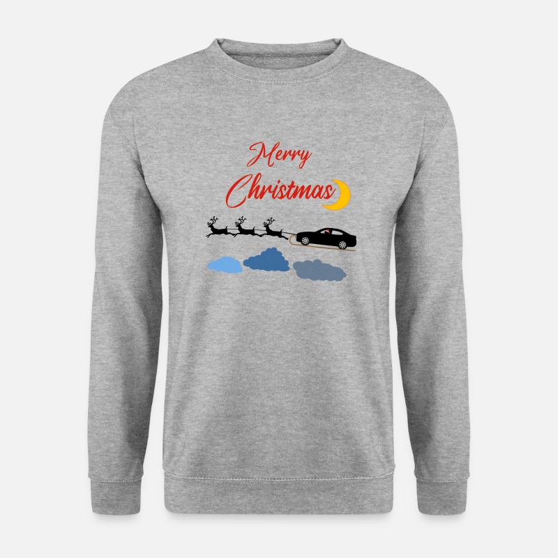Weihnachten Auto - Unisex Pullover - Weißgrau meliert