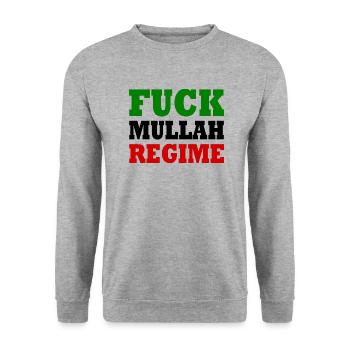Fuck mullah regime iran - Unisex Pullover - Weißgrau meliert - Vorne - Alina (178cm) & Michal (187cm)