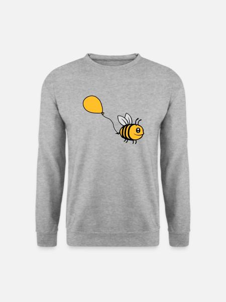 Glückliche Luftballon Biene Comic - Unisex Pullover - Weißgrau meliert