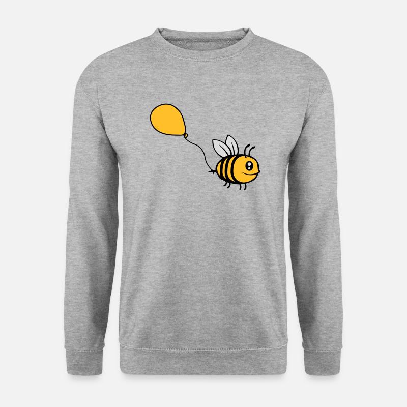 Glückliche Luftballon Biene Comic - Unisex Pullover - Weißgrau meliert