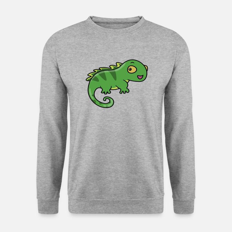 Grünes Kamelion - Unisex Pullover - Weißgrau meliert