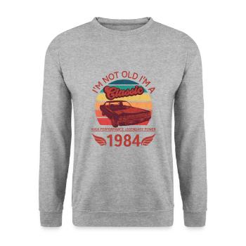 Ich bin nicht alt, ich bin ein Klassiker - Unisex Pullover - Weißgrau meliert - Vorne - Alina (178cm) & Michal (187cm)