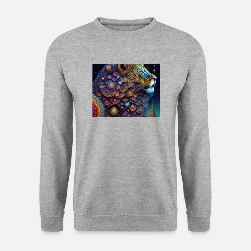 Löwe - Unisex Pullover - Weißgrau meliert