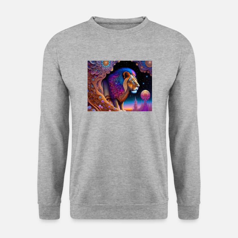 Löwe - Unisex Pullover - Weißgrau meliert
