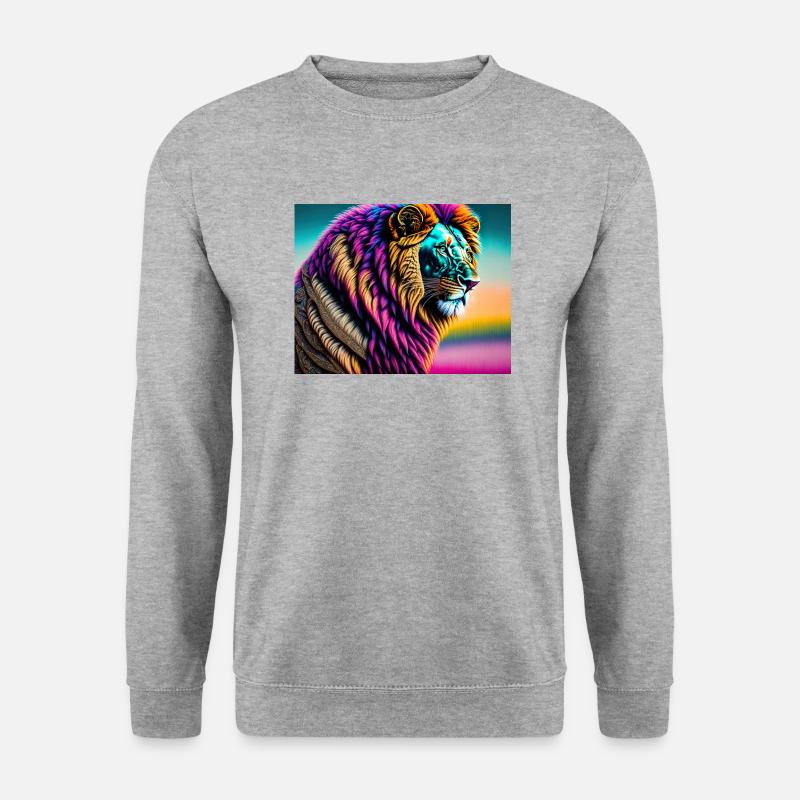 Löwe - Unisex Pullover - Weißgrau meliert