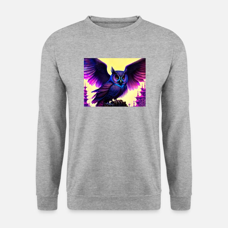 Eule - Unisex Pullover - Weißgrau meliert