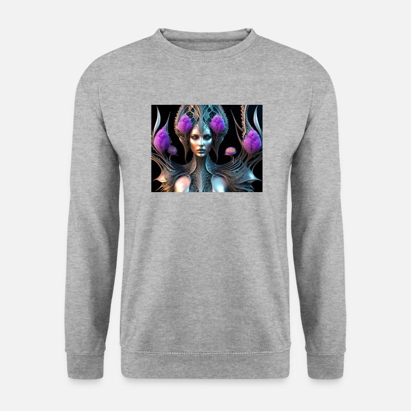 Blumen Mädchen Biomechanisch - Unisex Pullover - Weißgrau meliert