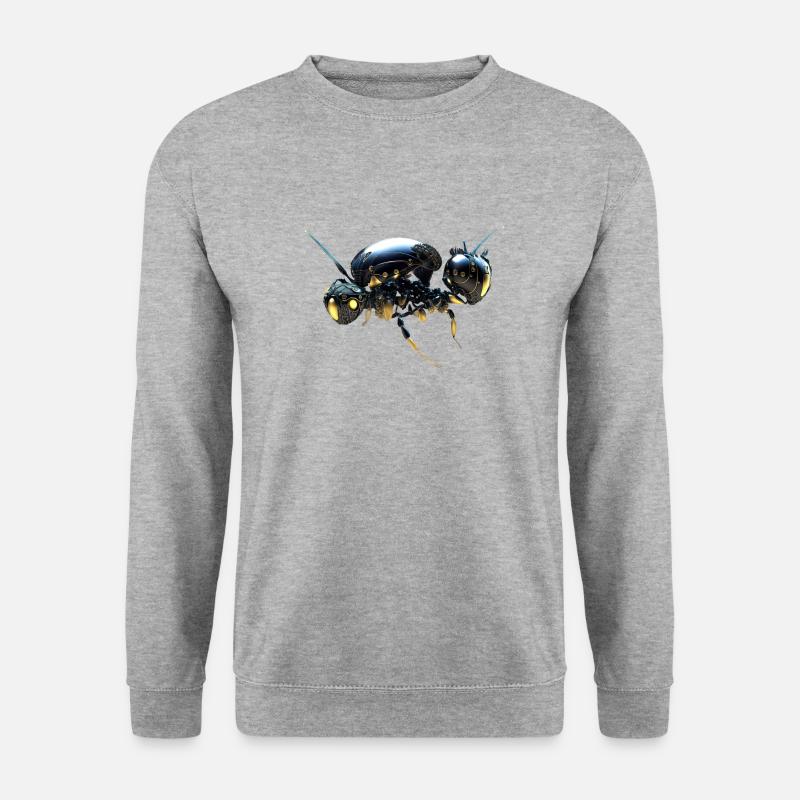 dicke Roboter Biene - Unisex Pullover - Weißgrau meliert