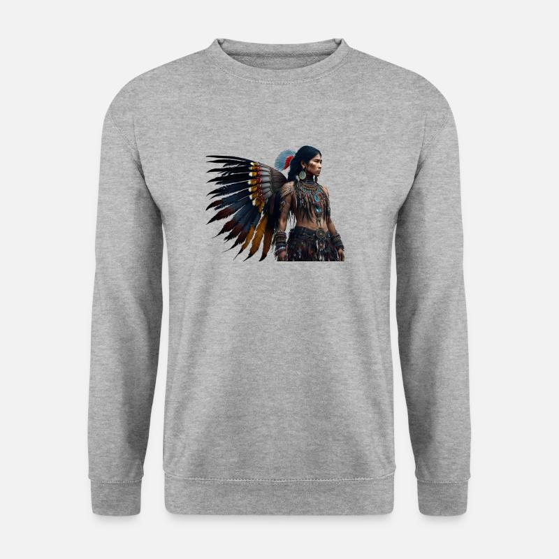Indianer - Unisex Pullover - Weißgrau meliert