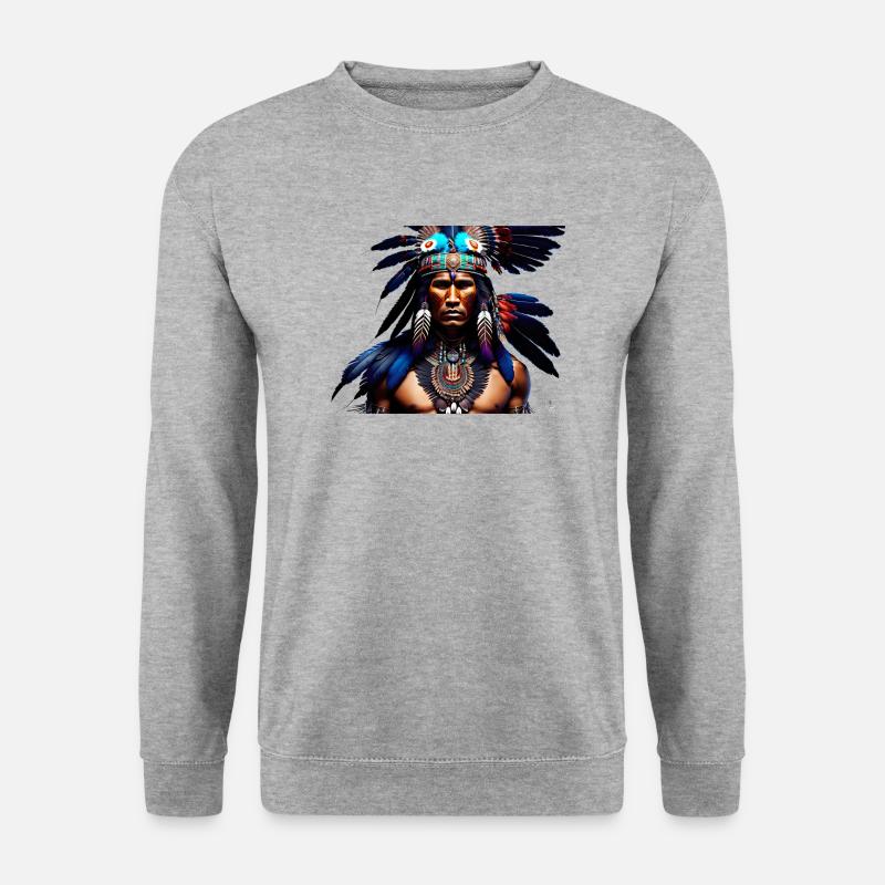 Indianer - Unisex Pullover - Weißgrau meliert