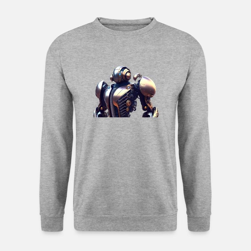 Steampunk Roboter - Unisex Pullover - Weißgrau meliert