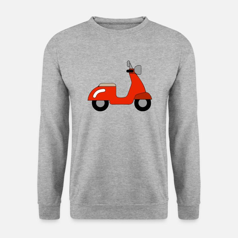 rotes Mofa Design / Motorrad Design - Unisex Pullover - Weißgrau meliert