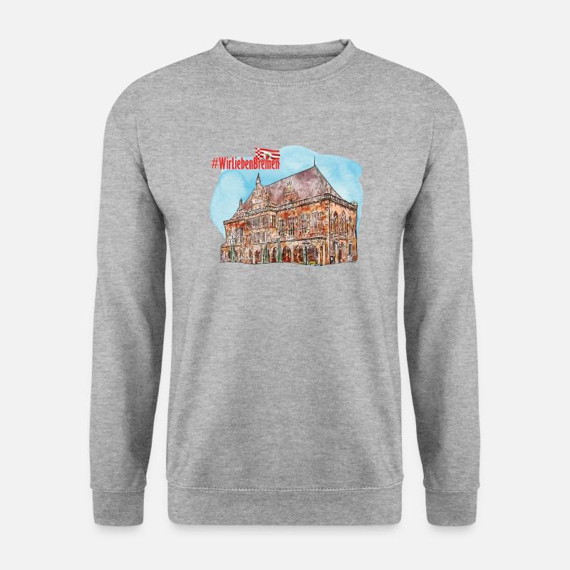 Wir Lieben Bremen (Bremer Rathaus) - Unisex Pullover - Weißgrau meliert