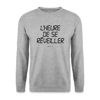 LHEURE DE SE REVEILLER - Sweat-shirt Unisexe - gris chiné - Devant - Alina (178cm) & Michal (187cm)