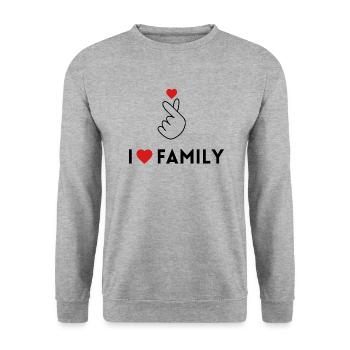 i love family - Sweat-shirt Unisexe - gris chiné - Devant - Alina (178cm) & Michal (187cm)