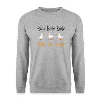 Biele Biele Biele Ruf Sie Mal - Unisex Pullover - Weißgrau meliert - Vorne - Alina (178cm) & Michal (187cm)