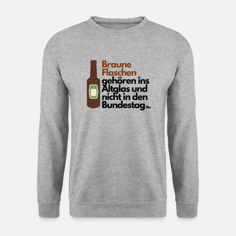 Braune Flaschen ins Altglas nicht in den Bundestag - Unisex Pullover - Weißgrau meliert
